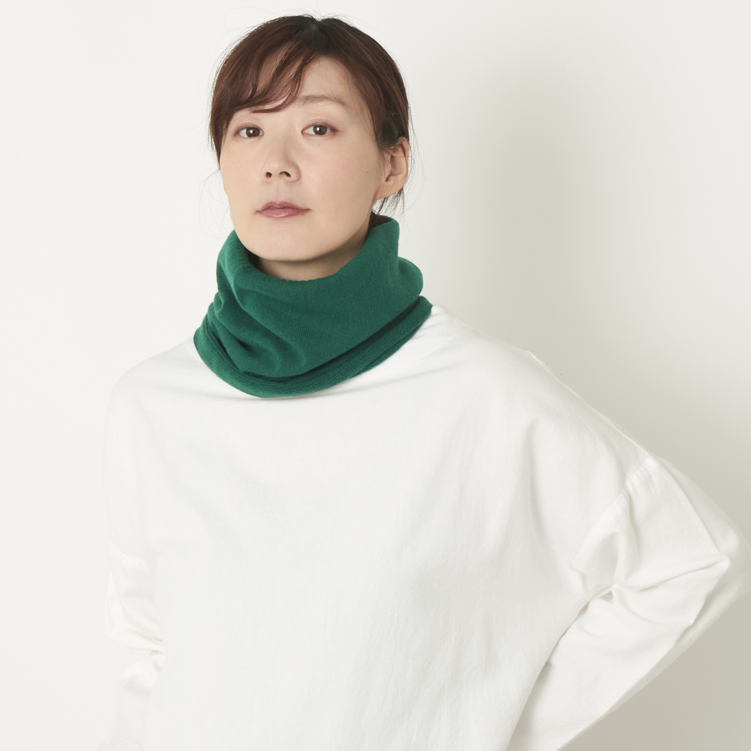 【新聞掲載商品】el alto/カシミヤ100%リブスヌード